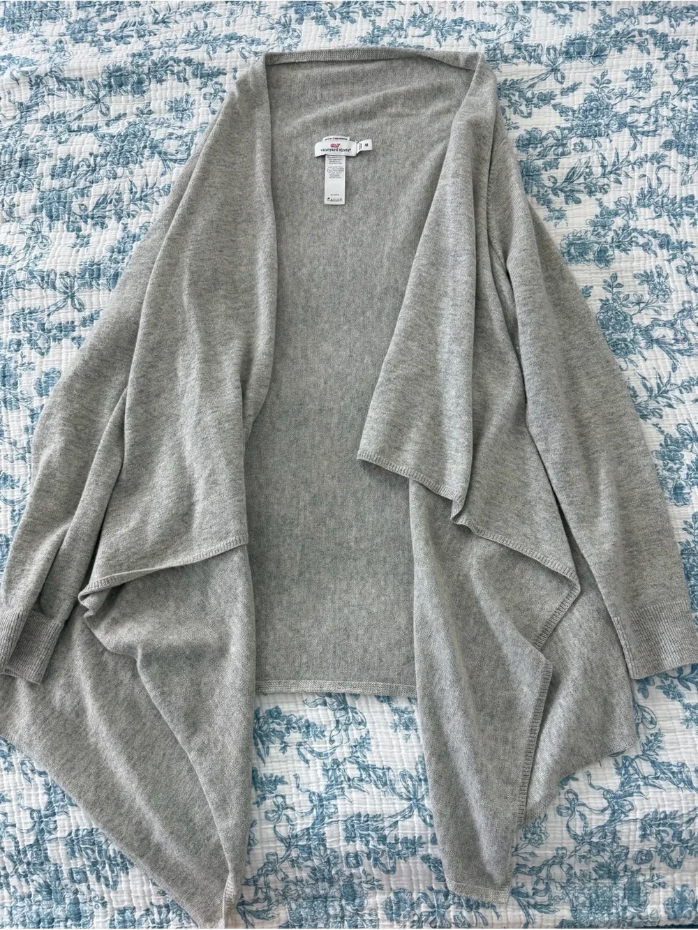 Vineyard Vines Light Gray Open-Front Draped Cardigan